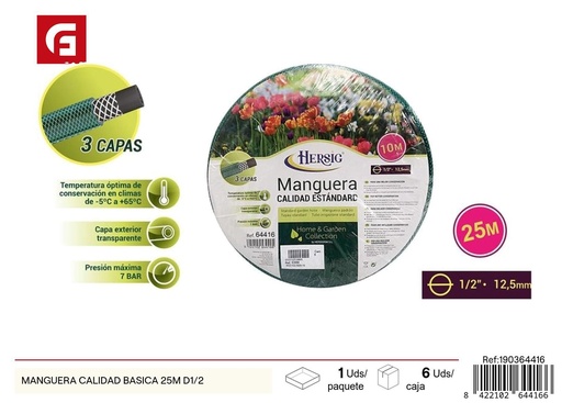 [190364416] Manguera calidad básica 25m D1/2 - Accesorios de jardín y mangueras