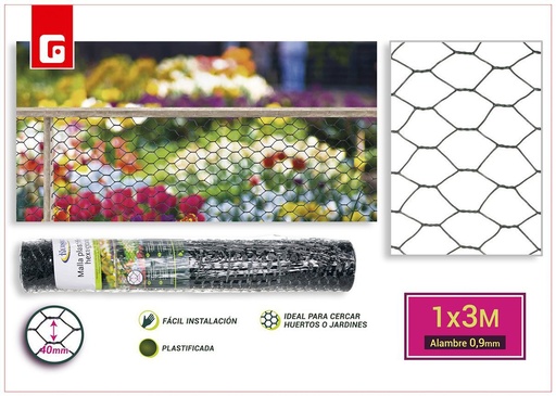 [190360958] Malla metálica hexagonal plastificada 1*3m - Accesorios de jardín y mallas de sombra
