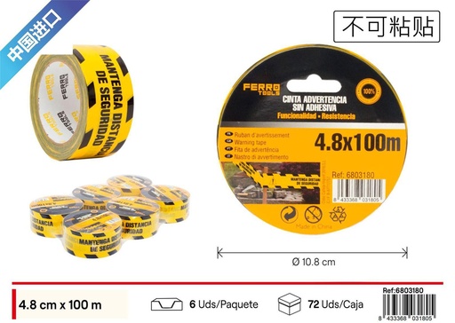 [6803180] Cinta advertencia de 4.8 cm x 100 m - Herramientas de ferretería y advertencia