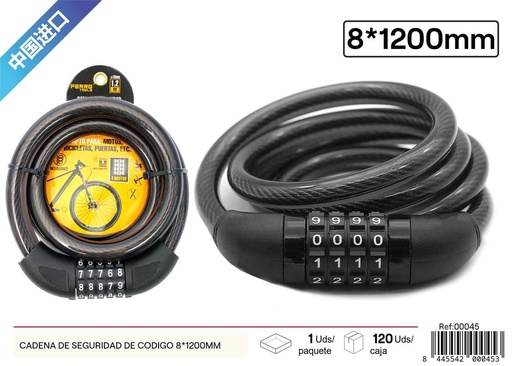 [00045] Cadena de seguridad de código 8*1200mm - Accesorios de bicicleta y seguridad