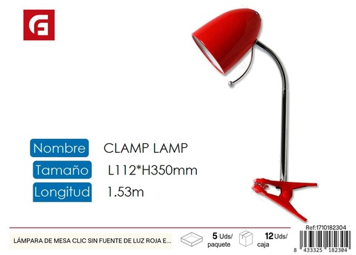 [1710182304] Lámpara de mesa clic sin fuente de luz roja E27 - Iluminación LED