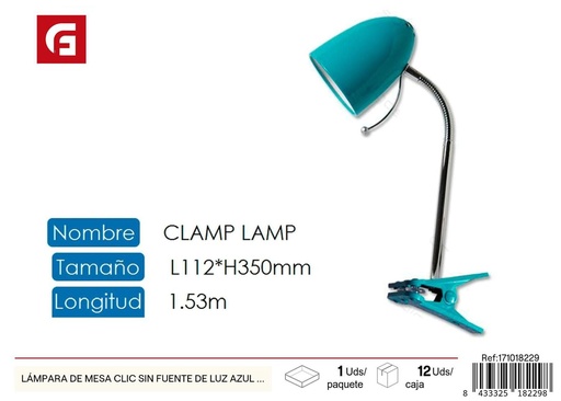 [171018229] Lámpara de Mesa Clic sin Fuente de Luz Azul E27 - Iluminación y Lámparas de Mesa
