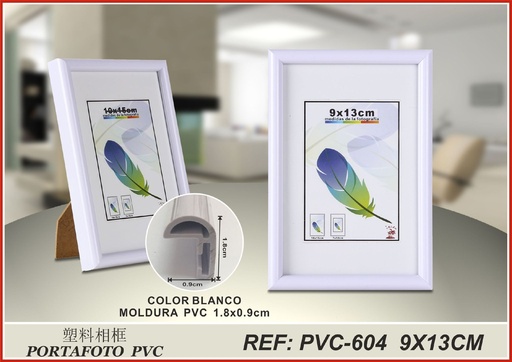 [190639320] Portafoto blanco PVC-604 9x13 cm - Marco de fotos