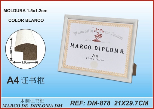 [190637737] Marco diploma A4 blanco DM-878 - Marcos de fotos