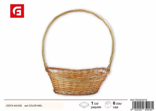 [190365018] Cesta navideña color miel - Decoración para el hogar y cestas
