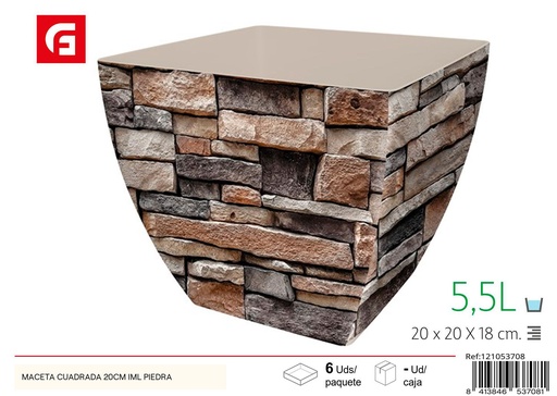[121053708] Maceta cuadrada IML piedra 20 cm - Jardinería y decoración del hogar