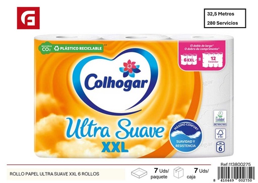 [113800275] Papel higiénico ultra suave XXL 6 rollos - Papel higiénico de alta calidad