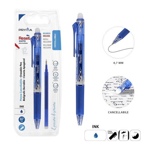 [0223480] Bolígrafo borrable 0.7mm + recambio azul - Utensilios de escritura