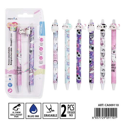 [0237080] Bolígrafo borrable 0.7mm 2 piezas - Utensilios de escritura