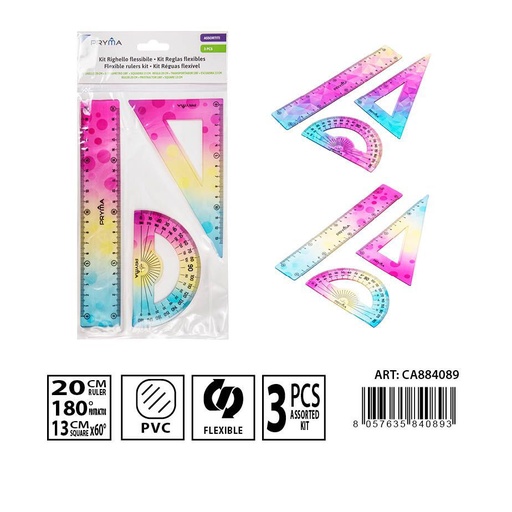 [0232394] Kit de reglas flexibles 20 cm - Material de papelería escolar