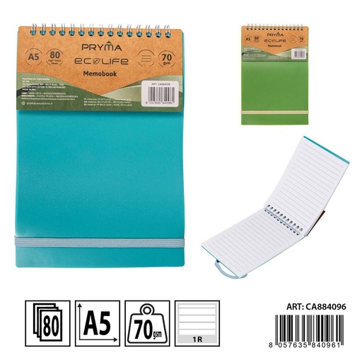[0233816] Bloc de notas espiral con goma tapa RPP A5 80 páginas - Papelería básica