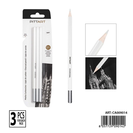 [0236753] Lápiz de carboncillo blanco 3 piezas - Herramientas de arte