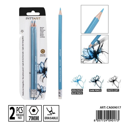 [0236756] Lápiz azul no fotográfico 3mm 2 piezas - Papelería de arte