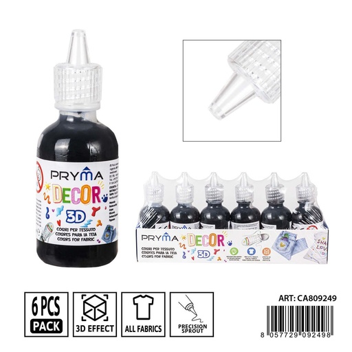[0237644] Pintura 3D textil 30ml negro - Pinturas y tintes