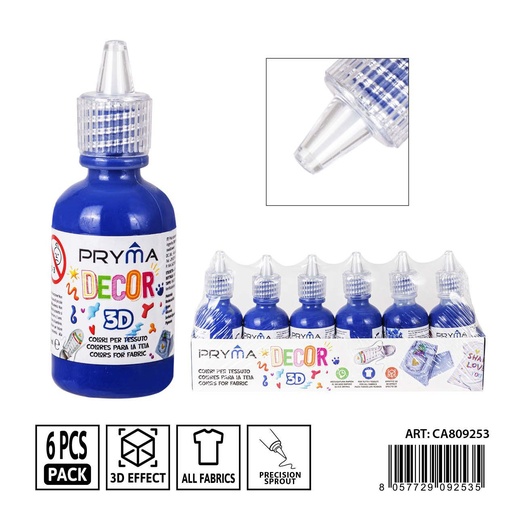 [0237648] Pintura 3D textil 30ml color azul - Pinturas para tela y manualidades