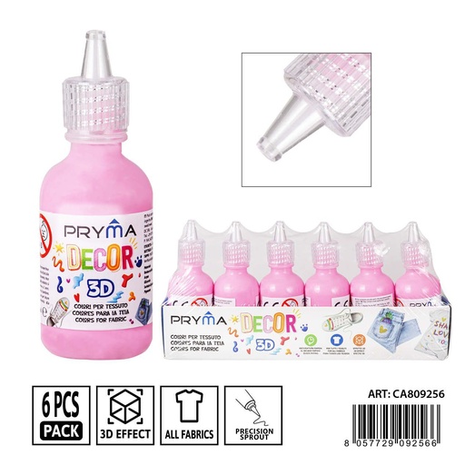 [0237651] Pintura 3D textil 30ml color rosa - Pinturas para tela y manualidades