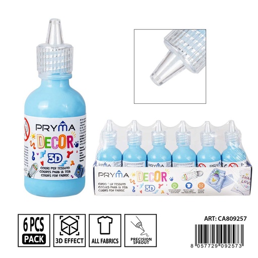 [0237652] Pintura 3D textil 30ml azul celeste - Pinturas y tintes