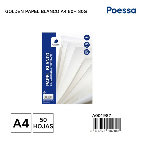 [A001987] Papel blanco A4 50 hojas 80g - Papelería y material escolar