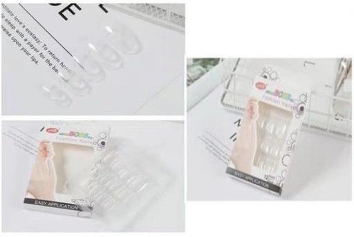 [70261-7] Postizas incolor 12/u NB - Uñas postizas naturales para adultos
