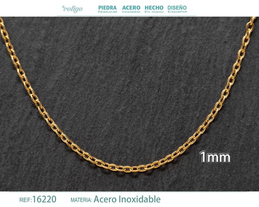 [16220] Collar de cadena acero dorado - Joyería elegante de acero con estilo