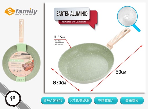 [104849] Sartén de aluminio verde imitación fundición 30 cm - Utensilios de cocina