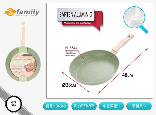 [104848] Sartén de aluminio verde imitación fundición 28 cm - Utensilios de cocina