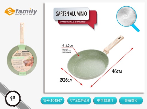 [104847] Sartén de aluminio verde imitación fundición 26 cm - Utensilios de cocina