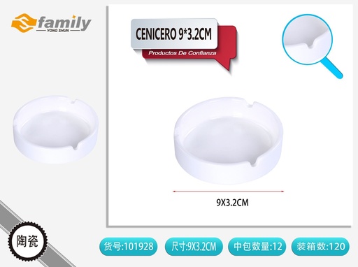 [101928] Cenicero cerámico 9*3.2CM - Accesorios para el hogar y ceniceros