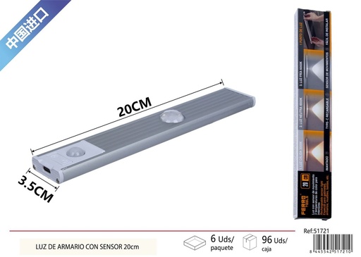 [51721] Luz de armario con sensor 20 cm - Electrónica y lámparas