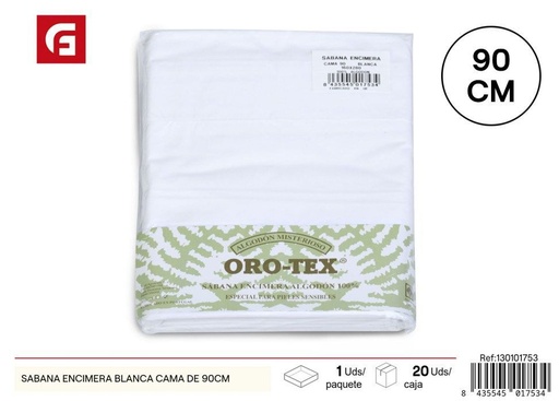 [130101753] Sábana encimera blanca para cama de 90 cm - Textiles para el hogar