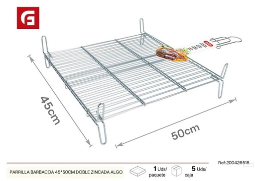 [88437011265186] Parrilla barbacoa de doble zincado 45x50 cm - Herramientas para barbacoa 