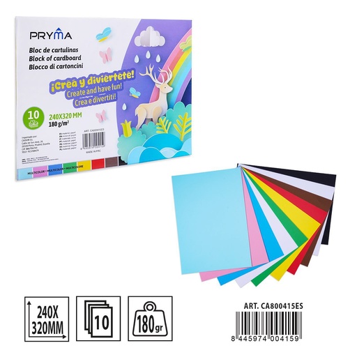 [A001649] CARTULINA COLORES 10FF 240X320MM - Material para manualidades