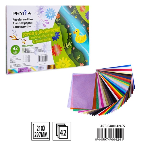 [A001658] PAPEL MANUALIDADES SURTIDO 42FF 210X297MM - Material para manualidades