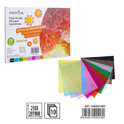 [A001652] PAPEL DE SEDA A4 10FF 210X297MM - Material para manualidades