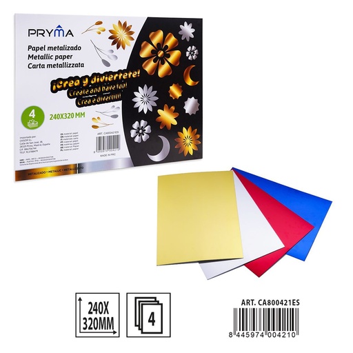 [A001655] PAPEL METALIZADO 4FF 240X320MM - Material para manualidades