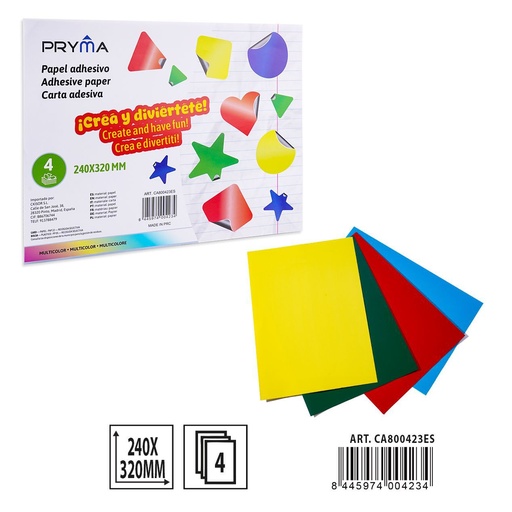 [A001657] PAPEL MANUALIDADES ADHESIVO 4FF 240X320MM - Material para manualidades