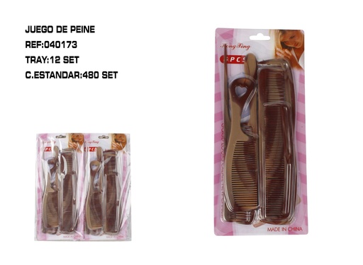 [040173] Juego de peines 6p 12/u - Accesorios para el cuidado del cabello