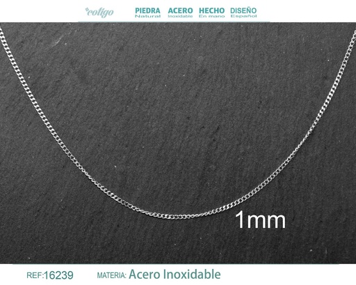 [16239] Collar de cadena acero plateado - Bisutería de cadena