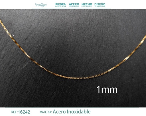 [16242] Collar de cadena acero dorado - Bisutería de cadena
