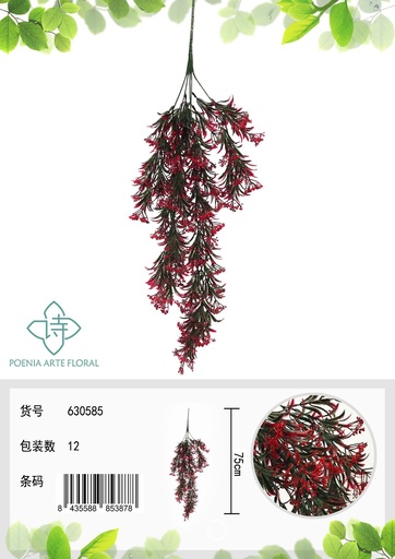[630585-1红色] Vara de flores pequeñas para colgar 75CM - Decoración