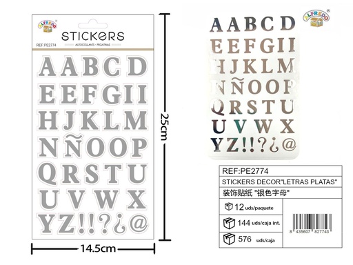 [PE2774] Stickes decor "Letras palta" 14x25 cm - Adhesivos creativos para manualidades