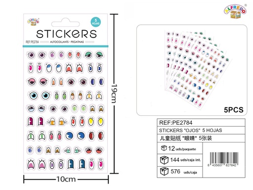 [PE2784] Stickes "Ojos" 10x19 cm - Adhesivos creativos para manualidades