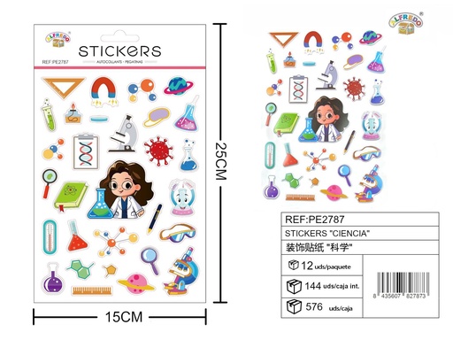 [PE2787] Stickes "Ciencia" 15x25 cm - Decoraciones para actividades educativas