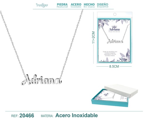 [20466] Collar personalizado nombre Adriana en acero plateado - Joyería y accesorios