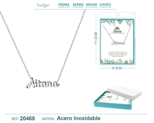 [20468] Collar personalizado nombre Aitana en acero plateado - Joyería y accesorios