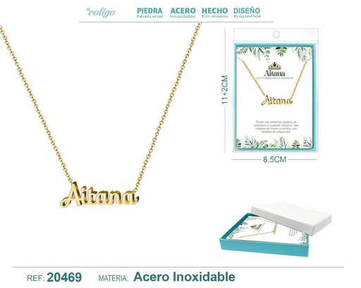 [20469] Collar personalizado nombre Aitana en acero dorado - Joyería y accesorios