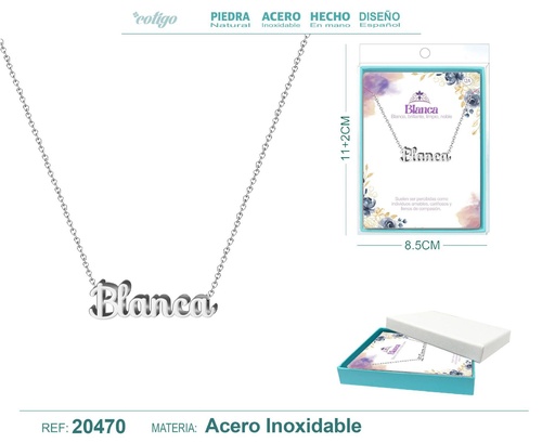 [20470] Collar personalizado nombre Blanca en acero plateado - Joyería y accesorios
