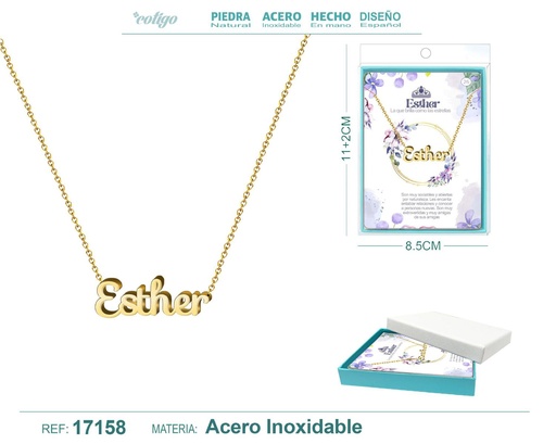 [17158] Collar personalizado nombre Esther en acero dorado - Joyería y accesorios