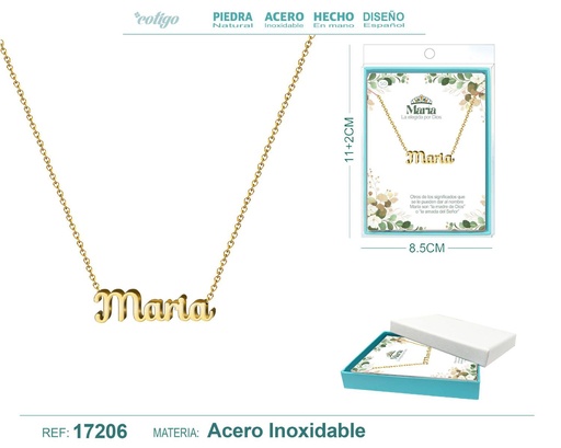 [17206] Collar personalizado nombre María en acero dorado - Joyería y accesorios