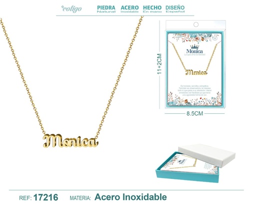 [17216] Collar personalizado nombre Mónica en acero dorado - Joyería y accesorios